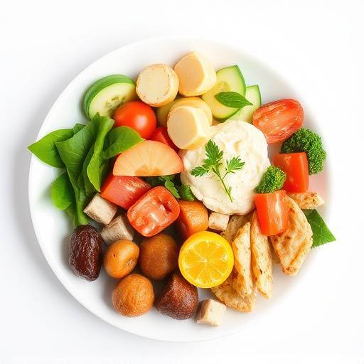 A balanced plate of food representing macronutrients