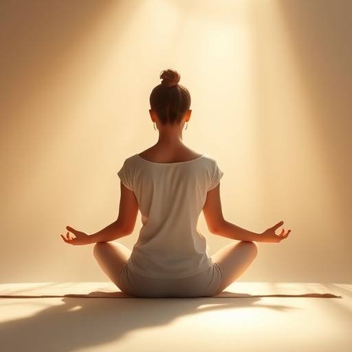 A person meditating in a peaceful and serene setting